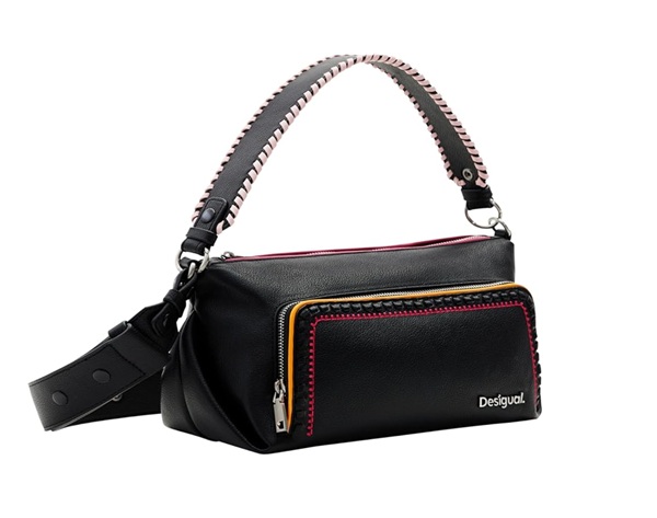 Bolso Desigual Prime Urus Maxi Negro 24SAXP74 con detalles trenzados y bordados