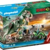 Playmobil Dinos 71183 Ataque del T-Rex con explorador, quad, T-Rex articulado, Deinonychus y accesorios de aventura jurásica. Set Playmobil de dinosaurios para niños y niñas de 4 a 10 años, ideal como regalo de cumpleaños, Navidad, Reyes y juego creativo sin pantallas.