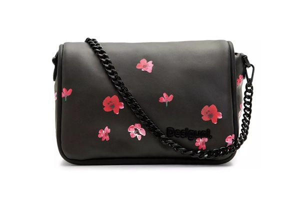 Desigual Bolso Circa Wales Negro Flores Rosa Mujer Mini 24SAXP77