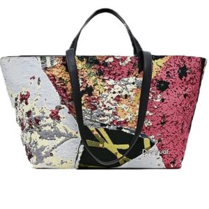 Bolso Desigual Lacroix grande multicolor mujer shopper edición limitada floral artístico con asas negras