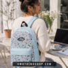 Mochila aesthetic mujer Vans azul flores para universidad portátil y lifestyle urbano