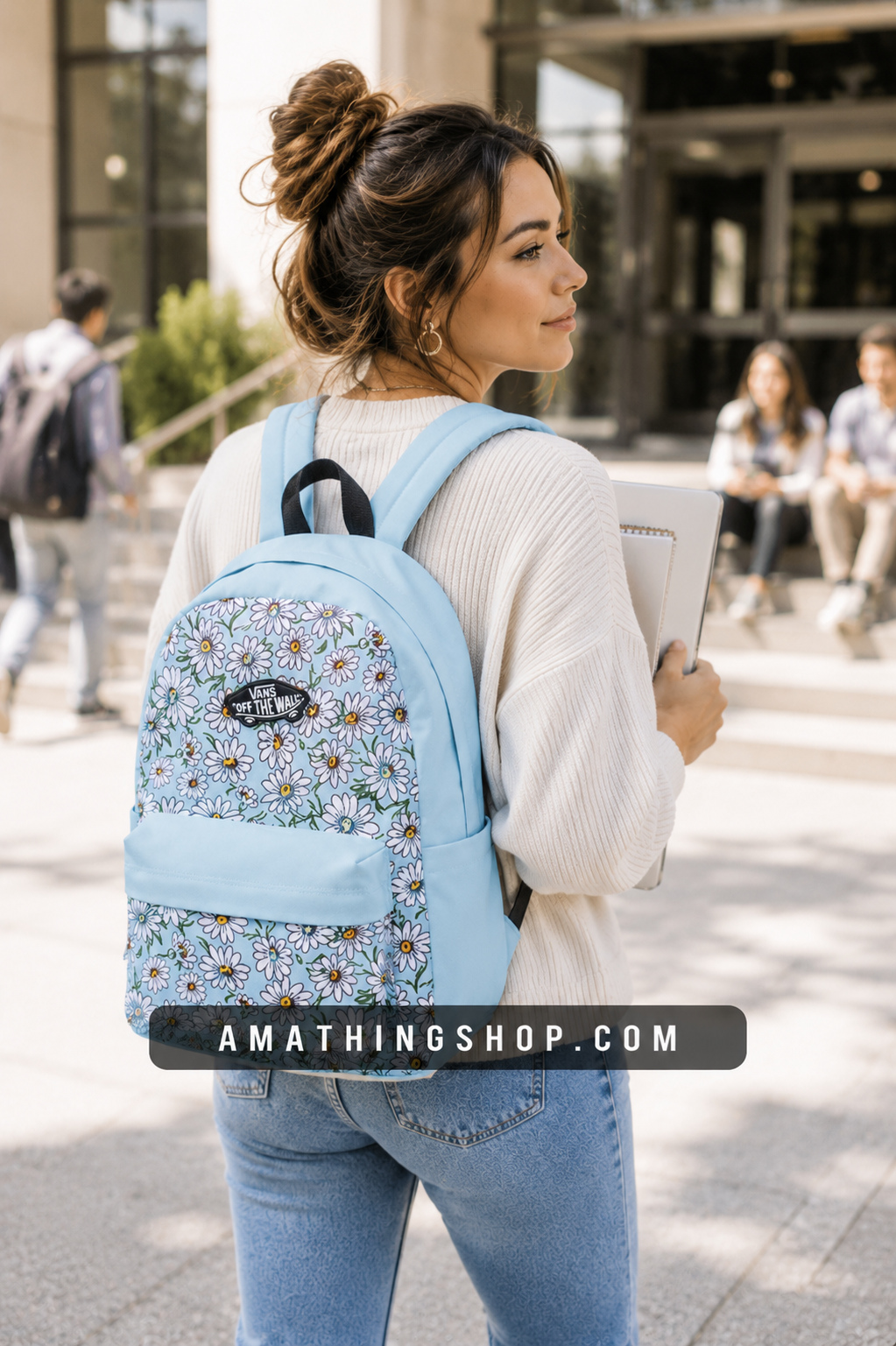 Mochila universidad mujer Vans azul flores para portátil estudios y uso diario
