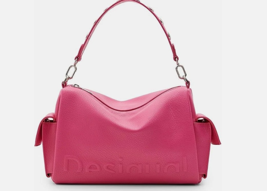 Bolso bandolera Desigual fucsia Half Logo Habana para mujer con logo en relieve