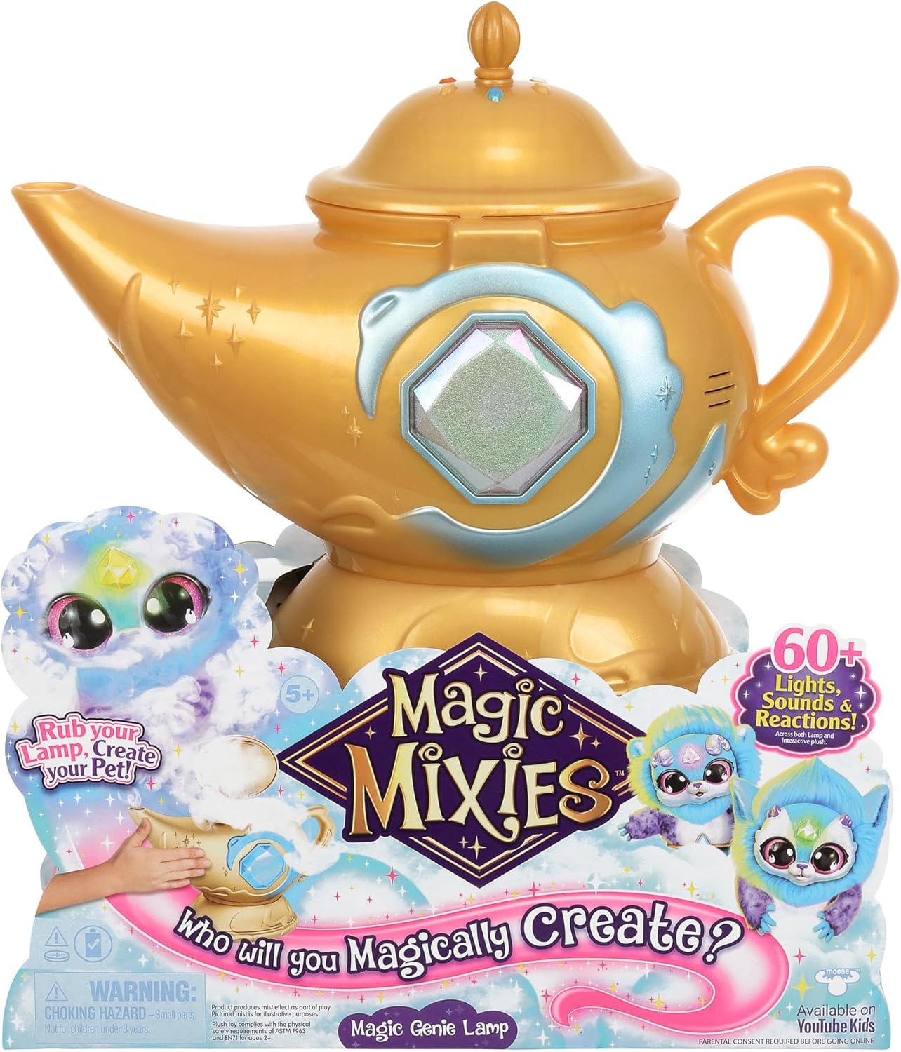 Magic Mixies Lámpara Mágica Azul MGX09200 con genio interactivo, efecto niebla, luces, sonidos y más de 60 reacciones. Juguete mágico de fantasía para niños y niñas desde 5 años, ideal como regalo de Navidad, Reyes, cumpleaños o comunión.