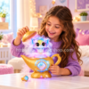 Niña jugando con Magic Mixies Lámpara Mágica Azul con genio interactivo