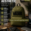 Mochila aesthetic urbana Vans verde militar oliva para portátil universidad y cafetería