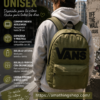Mochila urbana unisex Vans verde militar oliva para ciudad universidad y portátil