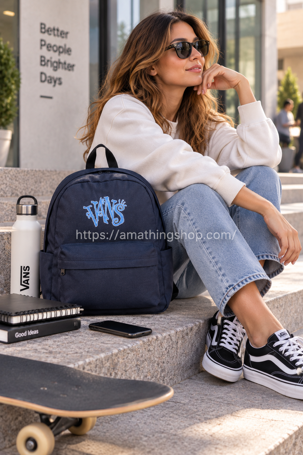 Mochila Vans Old Skool azul marino 22L para universidad y uso diario