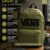 Mochila Vans verde militar oliva 22L unisex para portátil universidad y uso diario
