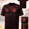 Camiseta España niño Adidas Prematch FS3481 negra y roja talla 140, vista frontal, espalda y detalles del escudo y lateral España.