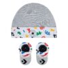 Conjunto Converse bebé 0-6 meses con gorro y patucos grises estampados multicolor