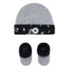 Conjunto de primera puesta Converse para bebé con gorro gris jaspeado y calcetines negros elásticos modelo NC0330-042