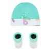 Conjunto Converse para bebé: Gorro turquesa y patucos con diseño arcoíris