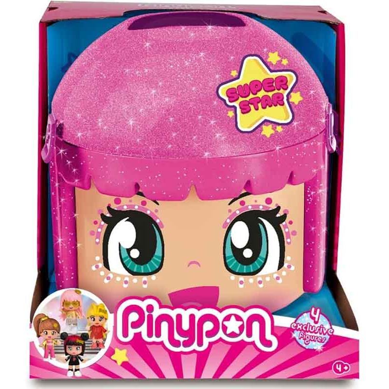Juguete de pinypon Super Star edicion limitada con 4 figuras de musica y maletin contenedor para accesorios.
