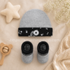Conjunto Converse bebé gris y negro con gorro y calcetines newborn estilo urbano premium