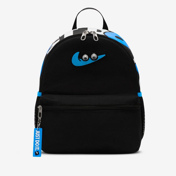 mochila nike infantil pequena negra azul con ojos brasilia jdi 11l