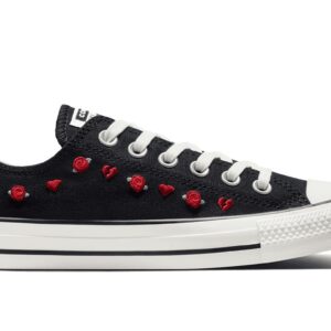 converse negras mujer con corazones rojos zapatillas casual comodas uso diario