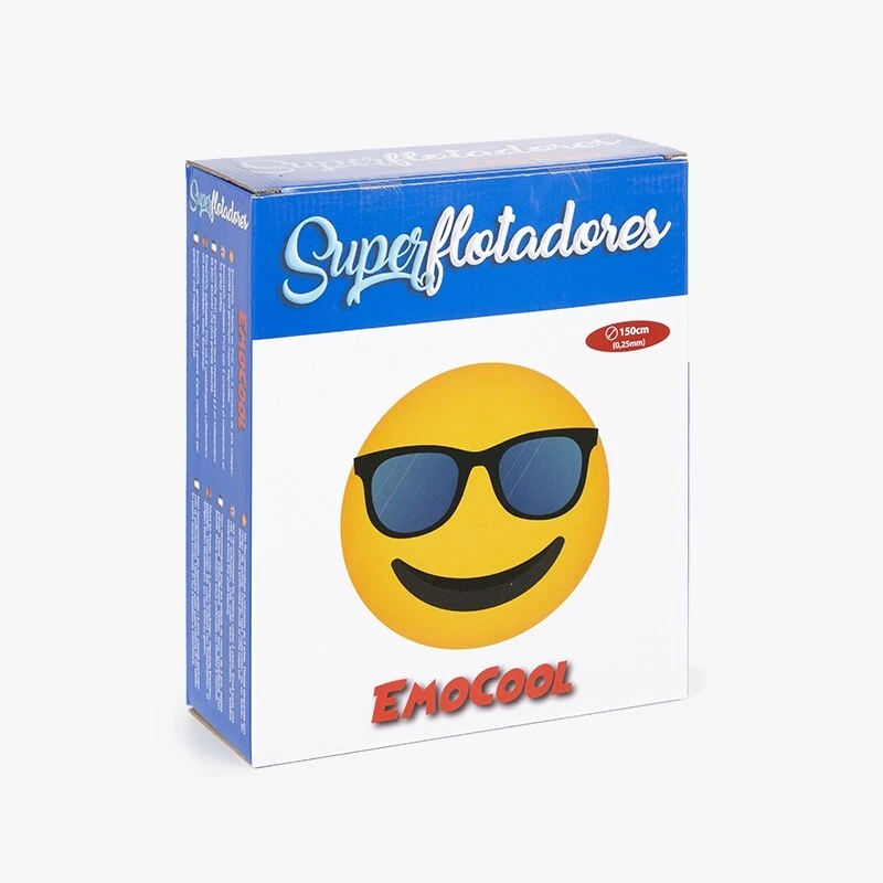 Colchoneta piscina emoji Emocool de 150 cm amarilla con gafas de sol, flotador grande para piscina, playa, vacaciones y regalo de verano.