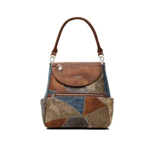 DESIGUAL - Mochila Bolso Desigual Mujer Patchwork Marrón Atica Positano