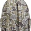 Parte trasera de mochila Vans Old Skool Grom camuflaje verde 18L con tirantes ajustables y asa superior, modelo junior unisex cómodo para colegio, instituto, excursiones y uso diario.