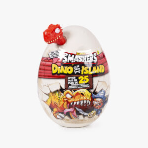Smashers Dino Island Huevo Gigante Epic de Bizak cerrado, con cabeza de dinosaurio roja, etiqueta Dino Island y más de 25 sorpresas en su interior. Juguete sorpresa de dinosaurios para niños desde 5 años, ideal como regalo de cumpleaños, Navidad, Reyes y aventura jurásica con slime, arena y figuras coleccionables.