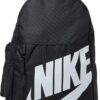 Vista frontal mochila Nike Elemental negra con logotipo blanco