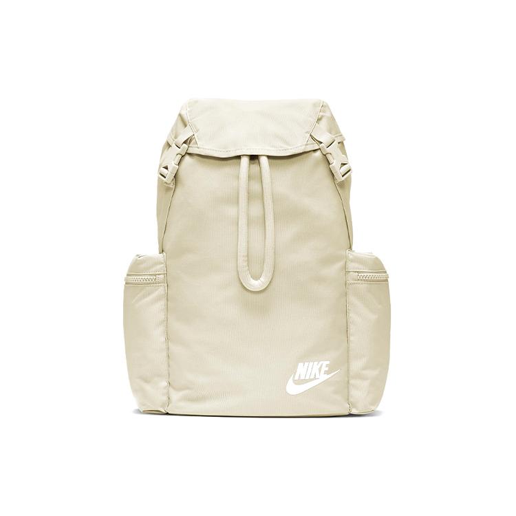 Mochila Nike Heritage Beige BA6150-104 vista frontal unisex grande con cierre de cordón y solapa