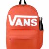 Mochila Vans naranja con bolsillo lateral para botella Mochila Vans Old Skool Drop V naranja con botella en el bolsillo lateral, logo Vans frontal y diseño unisex para clase, viaje y uso diario.
