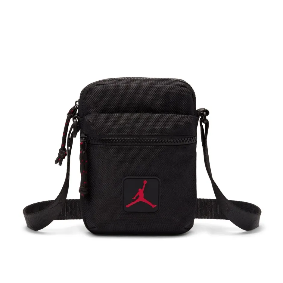 Bandolera Jordan negra 1L con logo Jumpman rojo