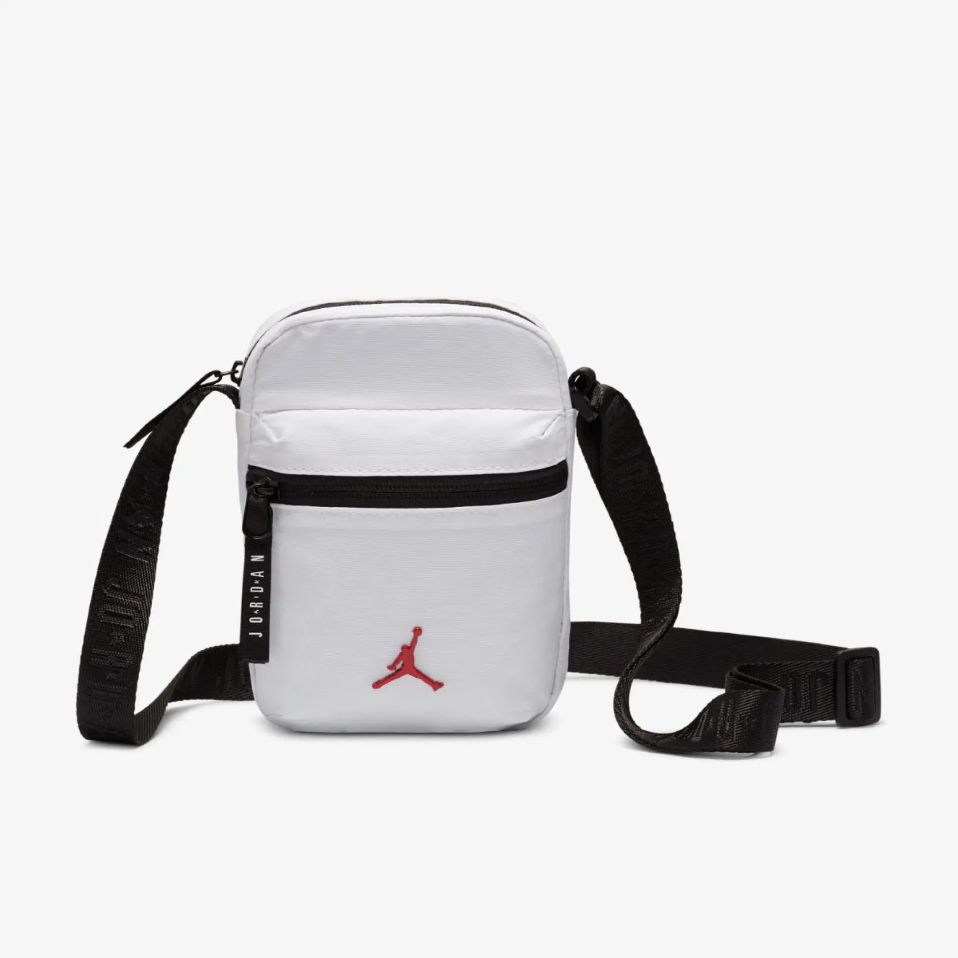 Bolso bandolera Jordan blanco unisex Airborne Festival con correa ajustable y logo Jumpman rojo