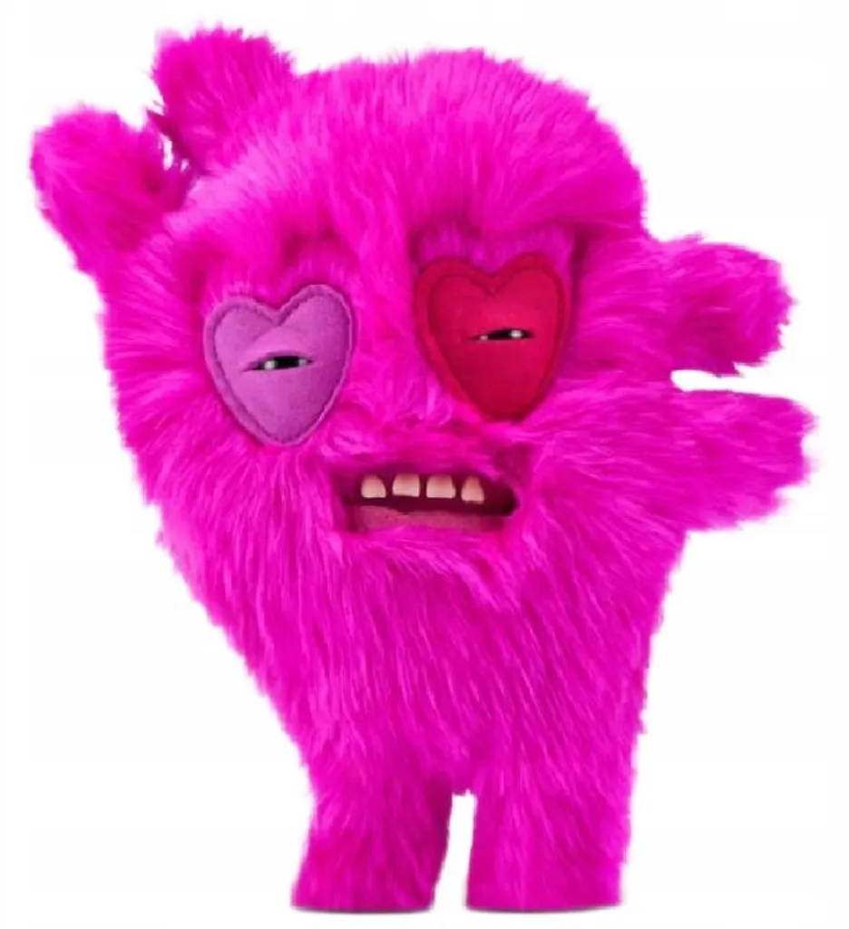 Peluche Fuggler Captain Cardiac rosa con ojos corazón y dientes humanos