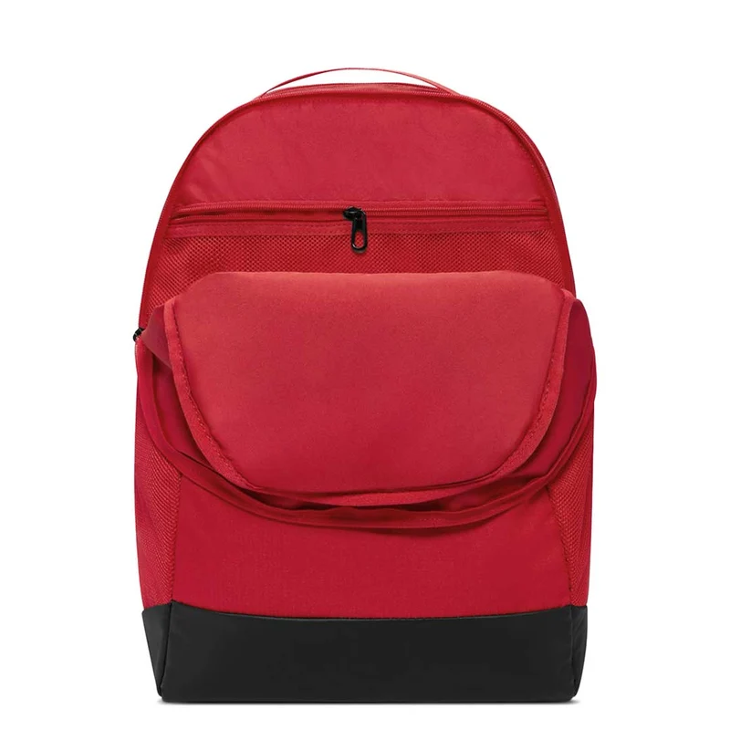 Interior abierto de mochila Nike Brasilia 9.5 roja de 24 litros