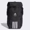 Mochila Adidas 4ATHLTS Camper negra HC7269 vista frontal con bolsillo delantero y logotipo de las tres bandas