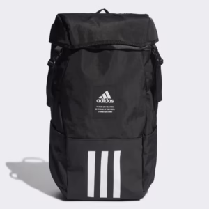 Mochila Adidas 4ATHLTS Camper negra HC7269 vista frontal con bolsillo delantero y logotipo de las tres bandas