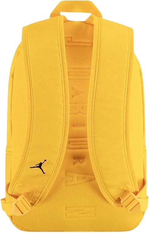 Parte trasera mochila Jordan amarilla con tirantes acolchados ajustables