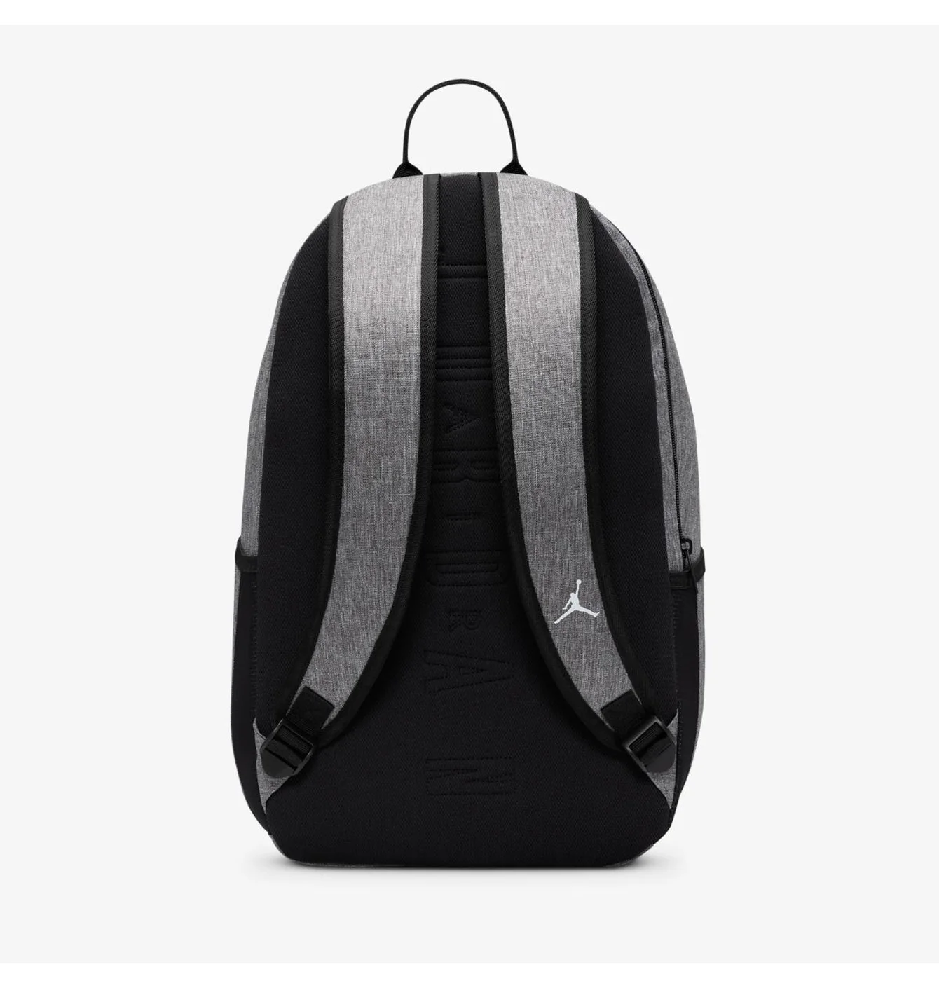 Parte trasera mochila Jordan gris con tirantes ajustables