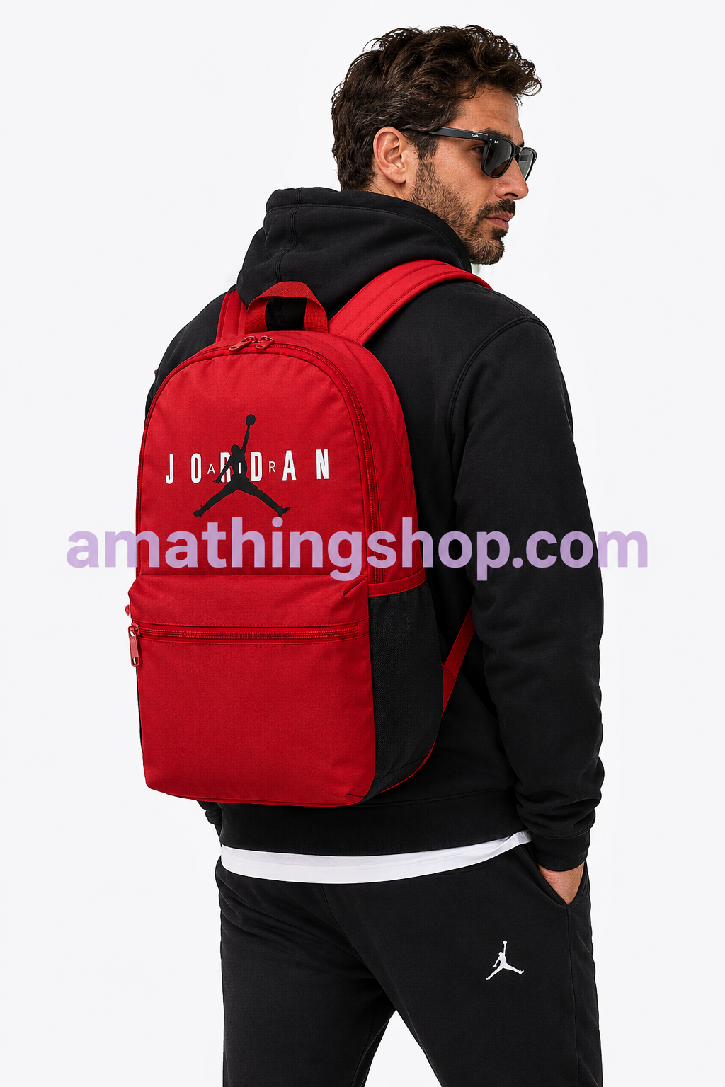Hombre con mochila Jordan roja Jam HBR MA0880-R78