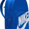 Mochila Nike azul de 20 litros con bolsillo lateral de malla y logo blanco