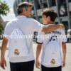 Padre e hijo con mochila saco Real Madrid adidas blanca JX3188
