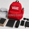Mochila Vans Old Skool Print roja 22L con bolsillo frontal y lateral para botella, ideal para uso diario, instituto y ocio