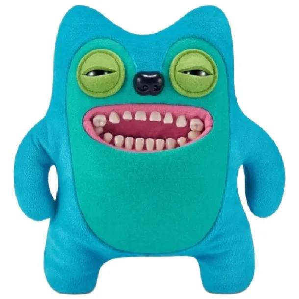 Peluche Fuggler Greedy Grinner azul y verde de 22 cm con dientes