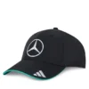 Gorra adidas Mercedes-AMG PETRONAS F1 JW6267 negra con visera curva y detalles turquesa