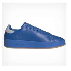 Zapatilla Adidas Stan Smith Recon azul H06186 talla 46 vista lateral con talón gris y suela color goma