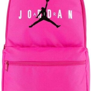 Mochila Jordan HBR Eco MA0931-P5D rosa fucsia unisex con logotipo Jumpman negro y bolsillo frontal con cremallera